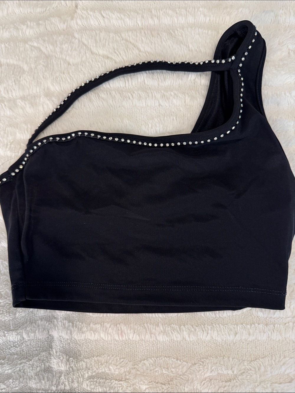 Black Asymmetric Crystal-Trim Bralette